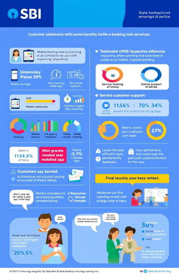 A detailed infographic showcasing customer satisfaction levels with e-banking services at the State Bank of India (SBI)
