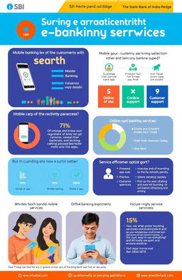 A detailed infographic showcasing customer satisfaction levels with e-banking services at the State Bank of India (SBI)
