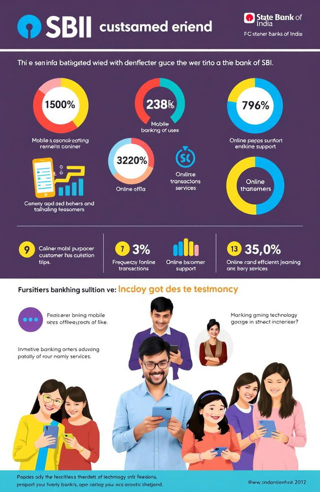 A detailed infographic showcasing customer satisfaction levels with e-banking services at the State Bank of India (SBI)