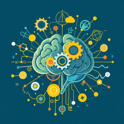 An imaginative illustration showcasing the interplay between mental health and physics