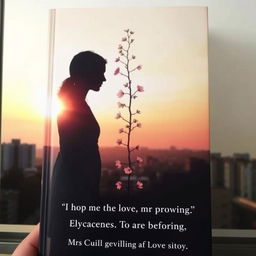 A book cover featuring two figures standing apart but facing each other, their silhouettes framed against a soft, fading sunset