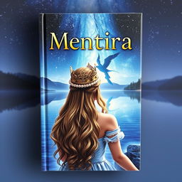 A fantasy book cover titled 'Mentira' displayed prominently at the top