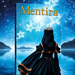 A fantasy book cover titled 'Mentira' displayed prominently at the top