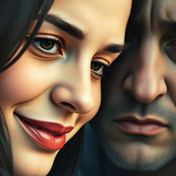 A close-up portrait illustrating two faces in intimate proximity