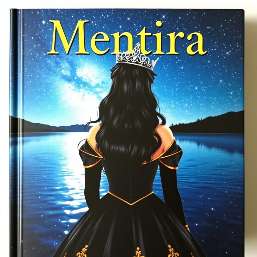 A fantasy book cover titled 'Mentira' displayed prominently at the top in the Brasika font, which adds a unique flair to the design