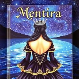 A captivating fantasy book cover titled 'Mentira' displayed prominently at the top in the Brasika font, which adds an elegant and whimsical touch