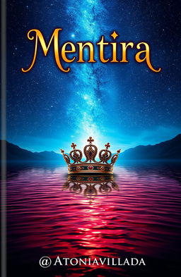 A mesmerizing fantasy book cover titled 'Mentira' prominently displayed at the top in a captivating font that harmonizes with the design
