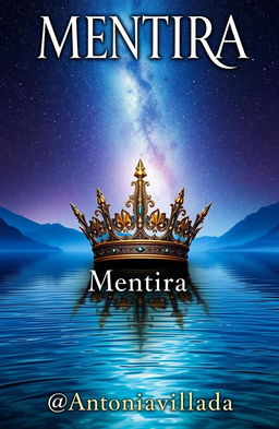 A mesmerizing fantasy book cover titled 'Mentira' prominently displayed at the top in a captivating font that harmonizes with the design