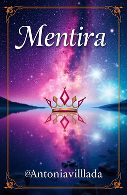 A fantasy book cover featuring the title 'Mentira' in a beautifully styled font at the top