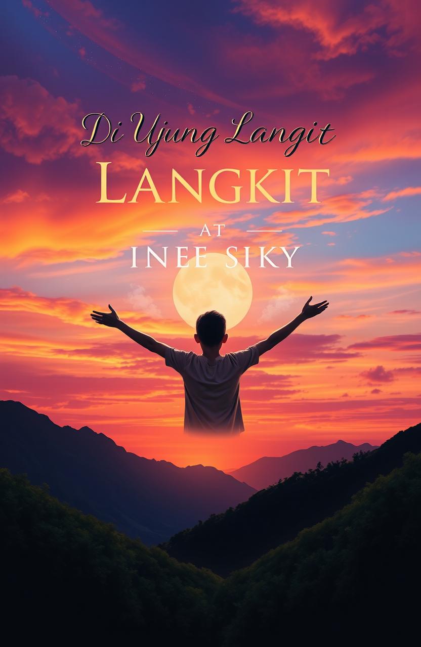 A captivating novel cover design for the title "Di Ujung Langit" (At the Edge of the Sky)