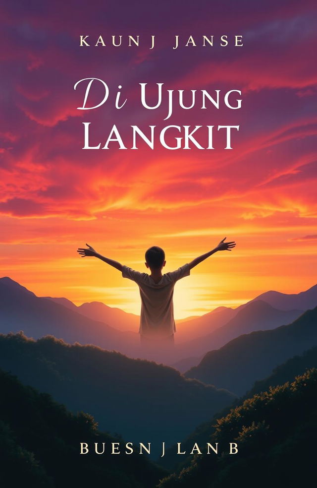 A captivating novel cover design for the title "Di Ujung Langit" (At the Edge of the Sky)