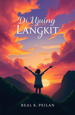 A captivating novel cover design for the title "Di Ujung Langit" (At the Edge of the Sky)