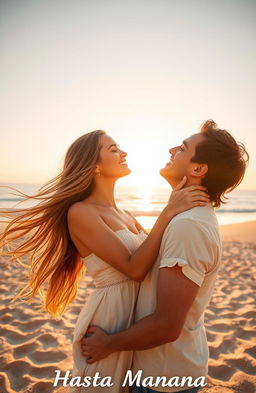 A romantic scene featuring a young woman kissing a man during a vibrant summer vacation