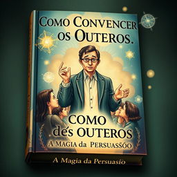 A captivating and beautifully illustrated book cover for 'Como Convencer os Outros: A Magia da Persuasão'