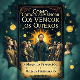 A captivating and beautifully illustrated book cover for 'Como Convencer os Outros: A Magia da Persuasão'
