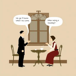 A minimalist artistic interpretation of a scene inspired by 'Woe from Wit' featuring two characters in a classic Russian setting, engaged in a witty argument
