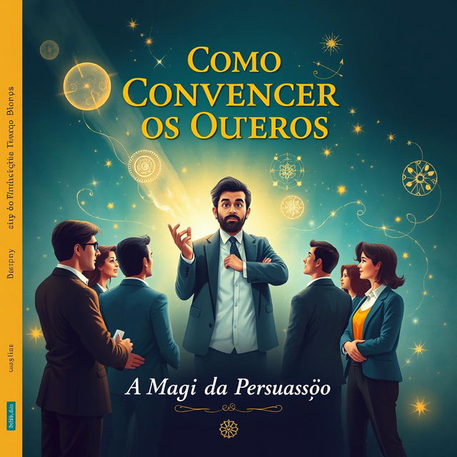 A visually captivating book cover design for 'Como Convencer os Outros: A Magia da Persuasão'