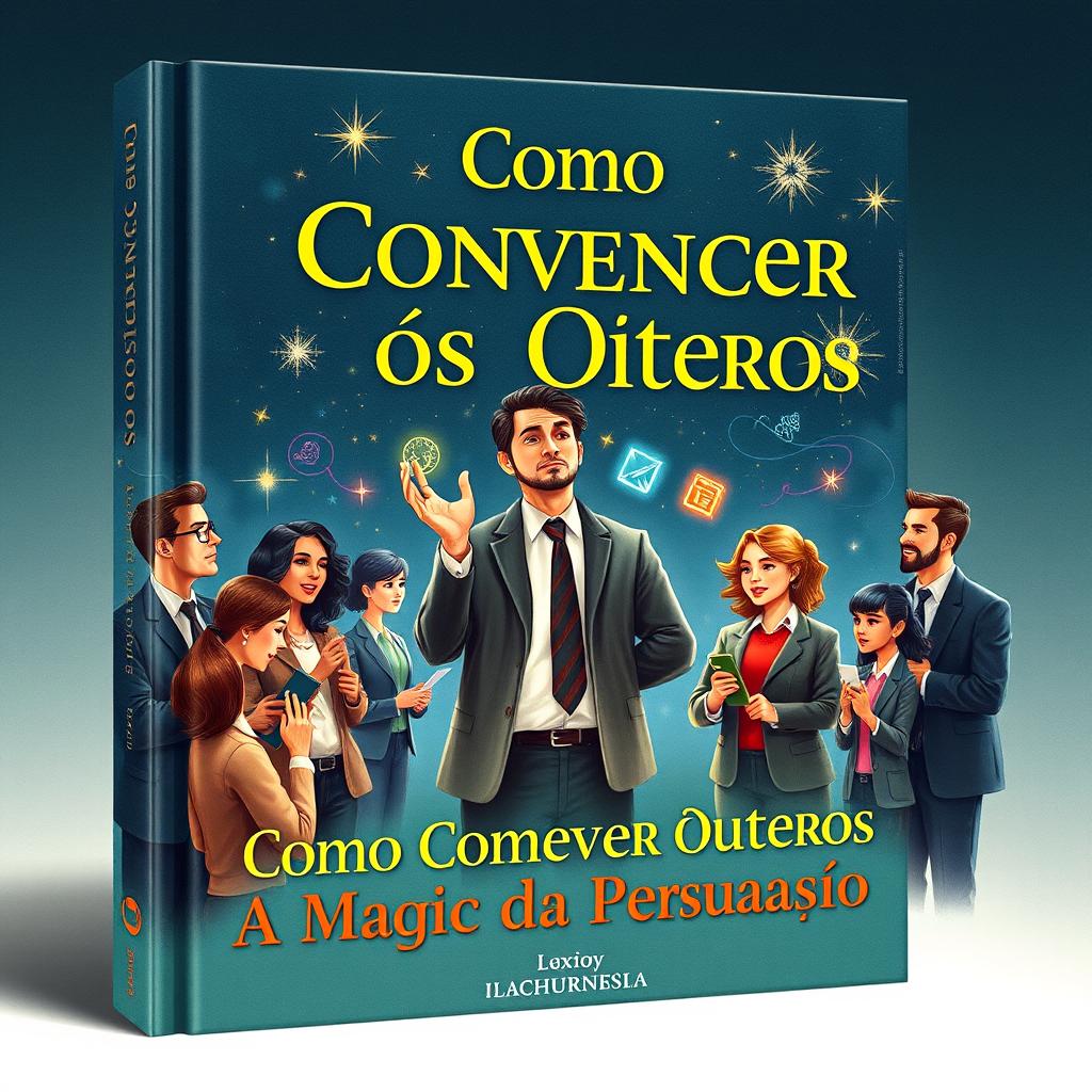 A visually captivating book cover design for 'Como Convencer os Outros: A Magia da Persuasão'