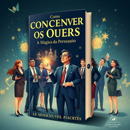 A visually captivating book cover design for 'Como Convencer os Outros: A Magia da Persuasão'