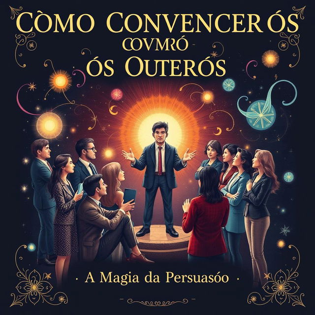 A beautifully designed book cover for 'Como Convencer os Outros: A Magia da Persuasão'