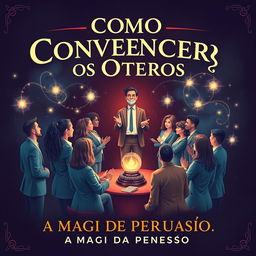 A beautifully designed book cover for 'Como Convencer os Outros: A Magia da Persuasão'