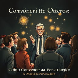 A captivating illustration for a book cover titled "Como Convencer os Outros: A Magia da Persuasão" without the title displayed