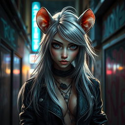 A captivating female wererat, showcasing a blend of human and rat features
