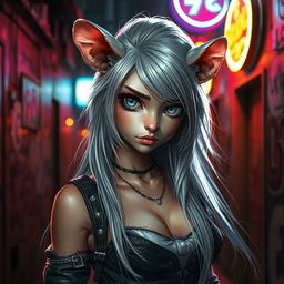 A captivating female wererat, showcasing a blend of human and rat features