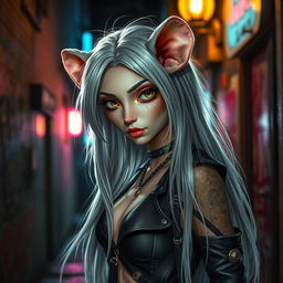 A captivating female wererat, showcasing a blend of human and rat features