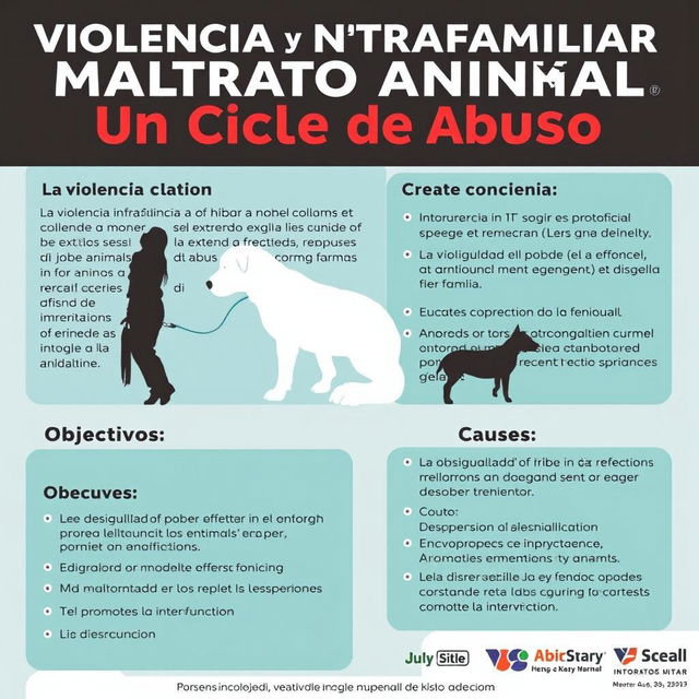 Póster informativo sobre la violencia intrafamiliar y su relación con el maltrato animal