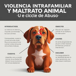 Póster informativo sobre la violencia intrafamiliar y su relación con el maltrato animal
