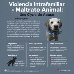Póster informativo sobre la violencia intrafamiliar y su relación con el maltrato animal