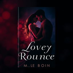 A captivating book cover design for a steamy romance novel, featuring a passionate couple locked in an intense embrace against a backdrop of dark, moody colors