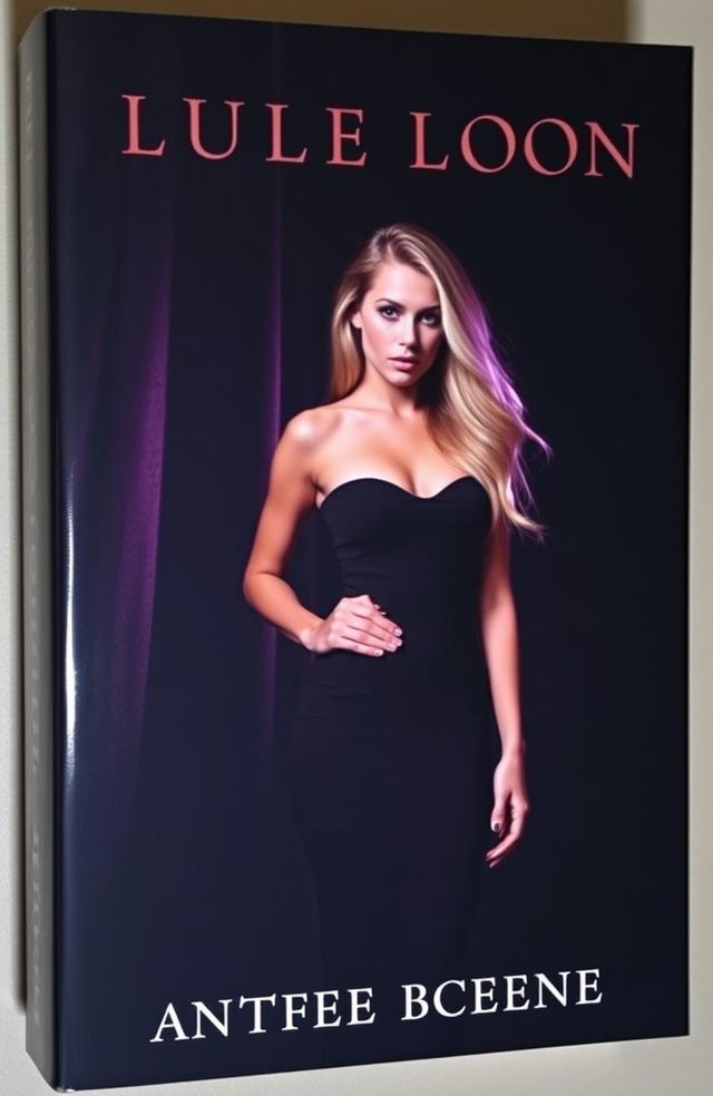 A striking book cover featuring a sultry model with long, flowing hair, dressed in an elegant, form-fitting black dress that accentuates her curves