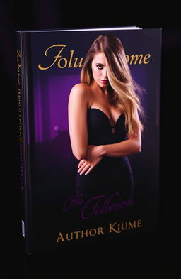 A striking book cover featuring a sultry model with long, flowing hair, dressed in an elegant, form-fitting black dress that accentuates her curves