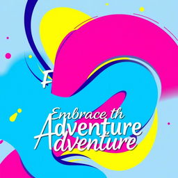 A visually striking poster featuring a vibrant and dynamic abstract design, incorporating bold colors like electric blue, neon pink, and bright yellow
