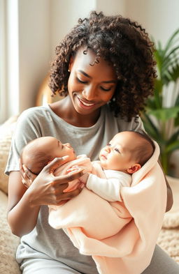 A serene and tender moment between a mother and her baby, captured in soft natural light