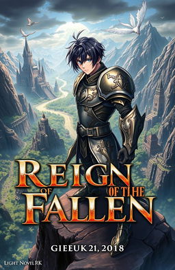 An epic and visually stunning cover illustration for a light novel titled 'Reign of the Fallen' by RPK
