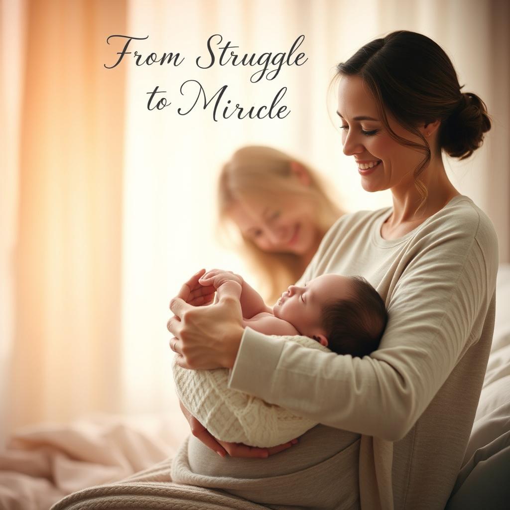 A heartfelt and emotional scene depicting a mother cradling her baby, radiating warmth and love