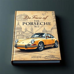 A stunning book cover design featuring a Da Vinci style illustration of a classic Porsche 911 car