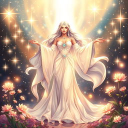 A majestic scene featuring a metaphorical interpretation of 'La madre diamante' (The Diamond Mother)