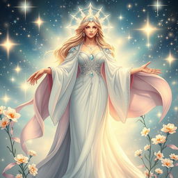 A majestic scene featuring a metaphorical interpretation of 'La madre diamante' (The Diamond Mother)
