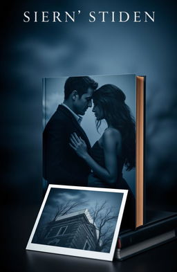 A visually striking book cover featuring a couple in the background, portrayed with a dark theme and rendered in a photorealistic style