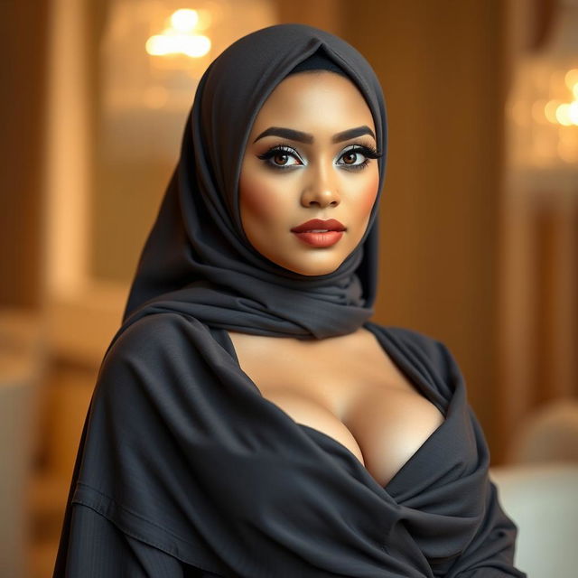 A beautiful woman wearing a hijab, showcasing her confidence and elegance