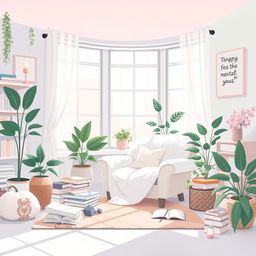 A visually striking illustration that captures the mental health aesthetic, combining elements of tranquility and self-care
