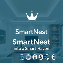 A promotional poster for a company named SmartNest, specializing in the design, setup, installation, and maintenance of smart home systems