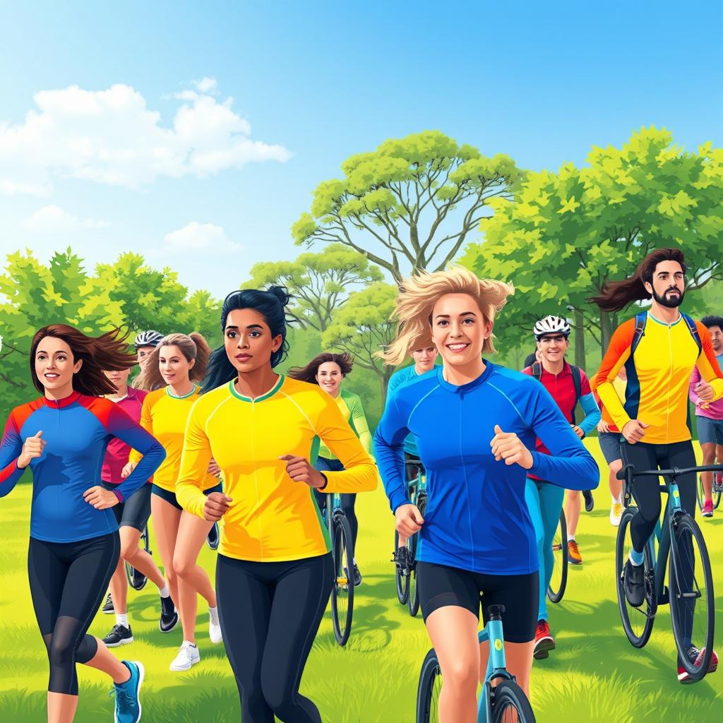 An engaging illustration showcasing long-sleeved sports apparel designed for athletes participating in various outdoor activities