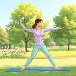 An illustration depicting a person engaging in solo exercise outdoors, clothed in modest athletic wear