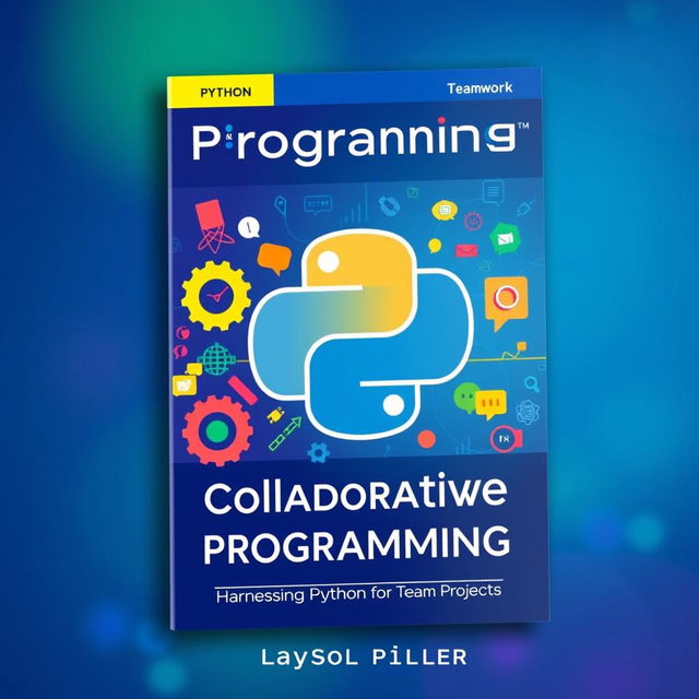 A vibrant and engaging book cover design for a Python programming book with a subtitle 'Collaborative Coding: Harnessing Python for Team Projects