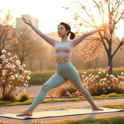 Aesthetic illustration of an individual engaging in solo exercise, embodying a serene and stylish atmosphere